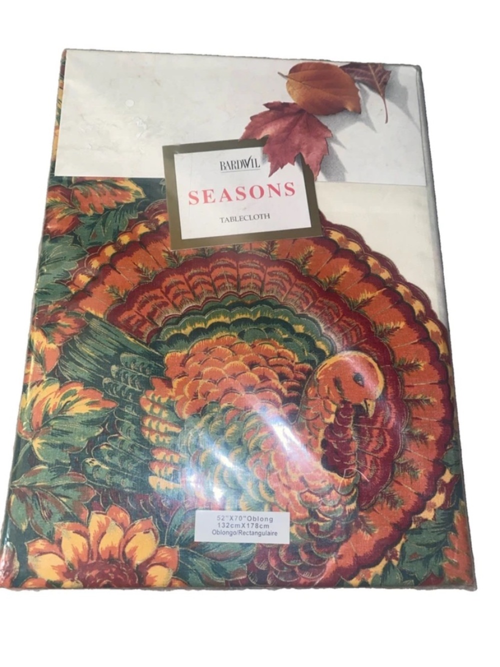 Bardwil Seasons Turkey Thanksgiving VTG Tablecloth 52”x70” Oblong Autumn Hill